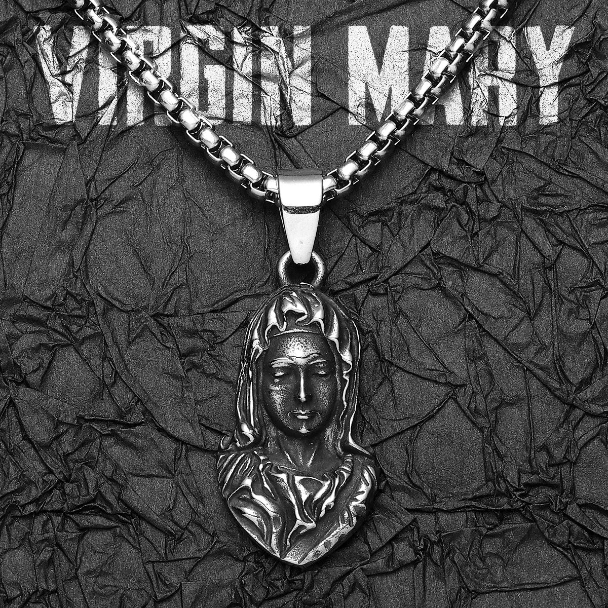 Virgin Mary Pendant Necklace — Stainless Steel