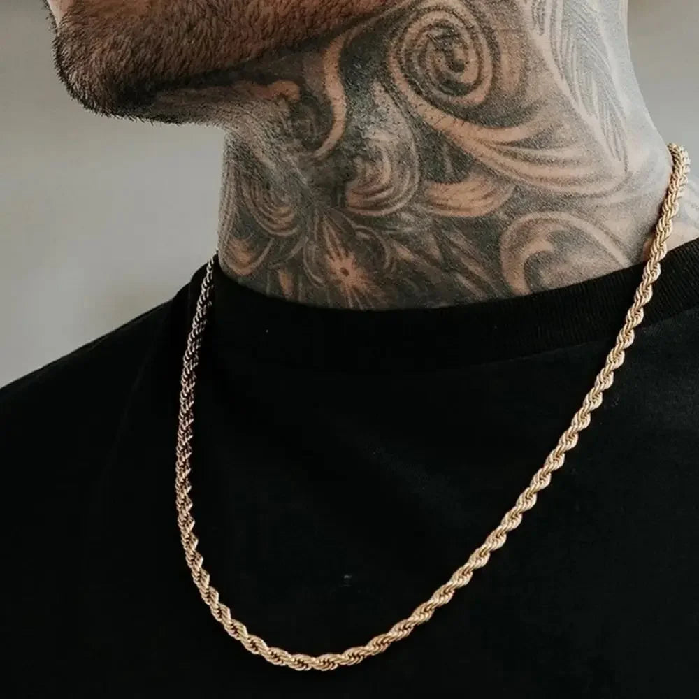 Fashion Hip Hop Rope Chain Necklace Classic Stainless Steel Twisted Link Chain Necklace For Men Women  Jewelry Gift