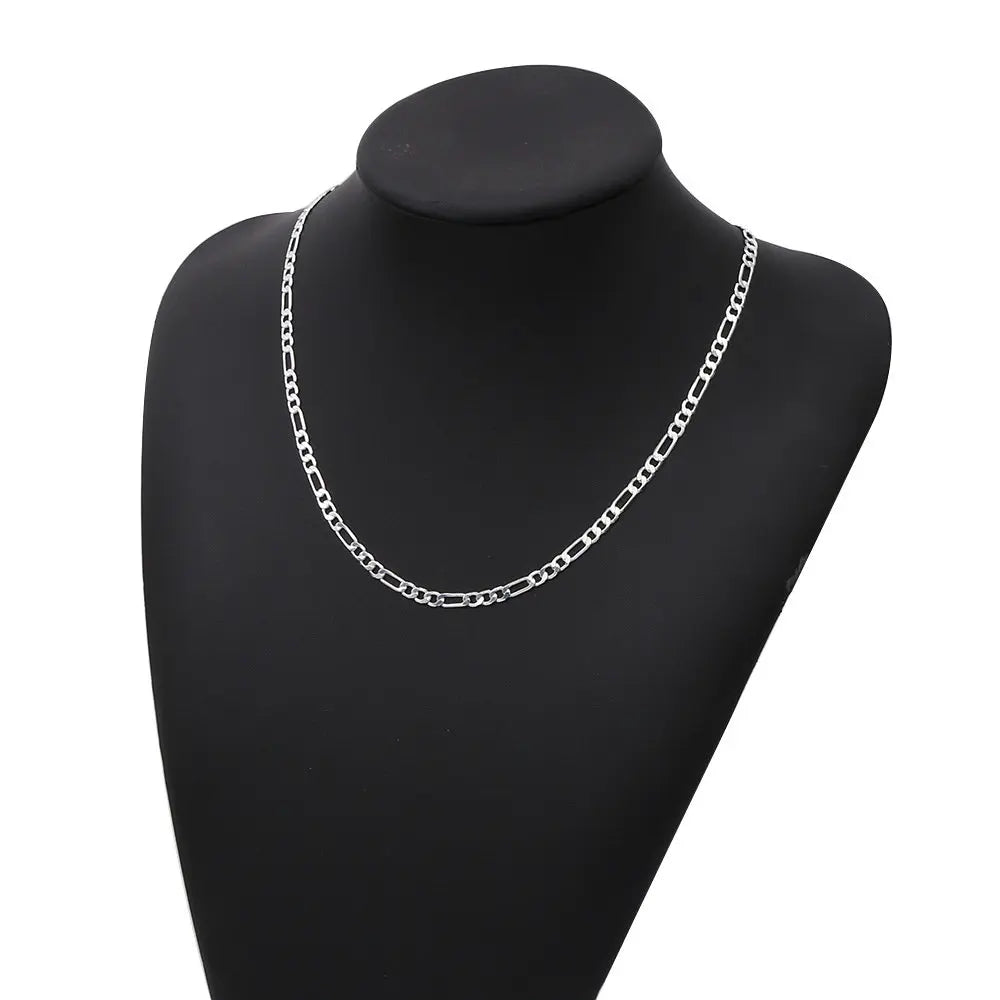 925 Sterling Silver 40-75cm Figaro Chain Necklace Men Women Fashion Simple Chain Wedding Christmas Gift Jewelry