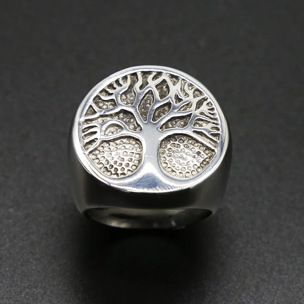 Viking Tree of Life Amulet Ring for Men — Stainless Steel