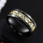 Fashion 8mm Stainless Steel Celtic Dragon Rings For Men Inlay Purple Carbon Fiber Rings Wedding Band Jewelry Birthday Gifts