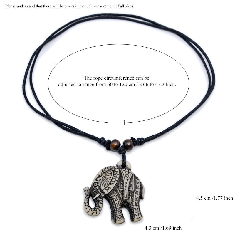 FX701 Elephant necklace Vintage pendant Man Choker Retro Africa Jewelry Tribal style Imitation Yak Bone necklace Amulet