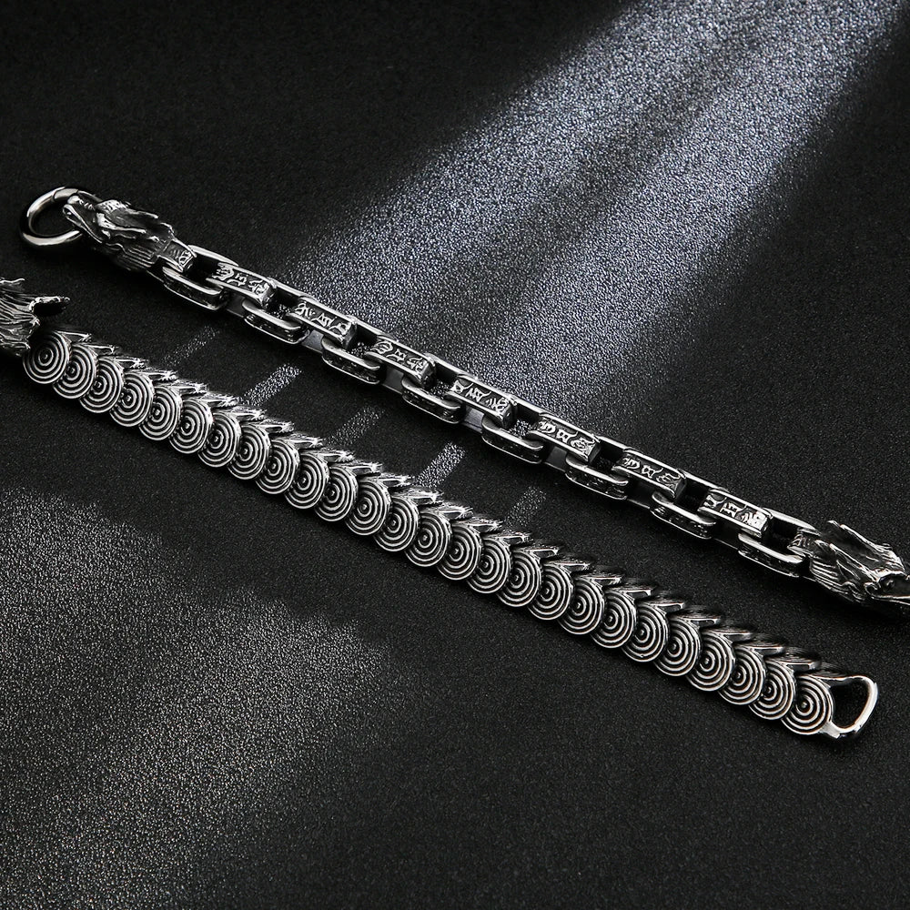Solid 316L Stainless Steel Dragon Men Bracelet for Man Casting Men's Bracelets Jewelry Retro Gothic Accessories Punk
