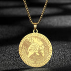 QIMING Dainty Saint George Pendant Necklace For Men Stainless Steel Warrior St. George's Dragon Medallion Mythology