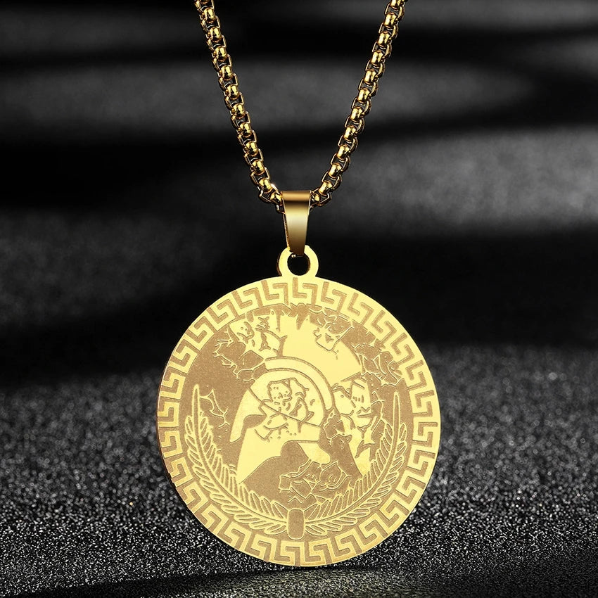 QIMING Dainty Saint George Pendant Necklace For Men Stainless Steel Warrior St. George's Dragon Medallion Mythology