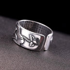 Vintage Tibetan Silver Lotus Rings for Mens Personality Hiphop Jewelry Adjustable