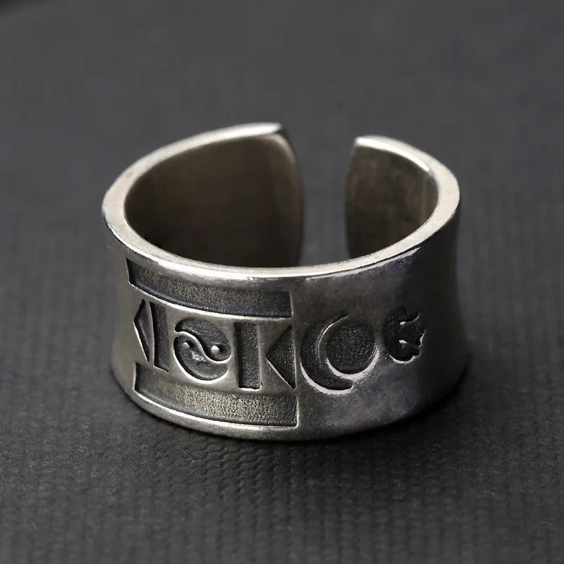 Retro SOYOMBO Mongolian Ring For Men Silver Color Punk Gothic Open Ring Blessing Jewelry Unisex Accessories Lovers Gift