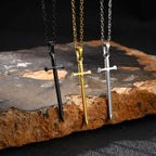 Sword Long Pendant Necklace — Stainless Steel