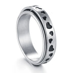 6MM Silver Color Stainless Steel Rotatable Star Rings For Men Women Trendy Male Stylish Punk Metal Ring Spinner Jewelry