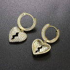 Crystal Heart Hoop Earrings — Stainless