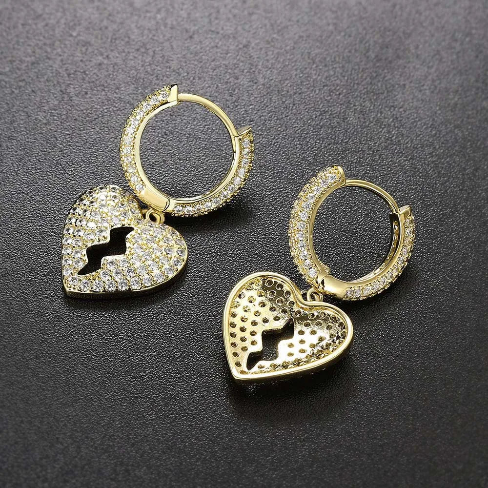 Crystal Heart Hoop Earrings — Stainless