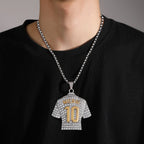 Full Zircon Pendant Necklace Hip Hop Cool Mumber 10 Super Soccer Star Fan Stainless Steel Clavicle Charming Jewelry Men