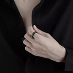 1Pcs New Trendy Frosted Stainless Steel Ring for Men Women Fashion Simple Black Color Exquisite Finger Rings Jewelry