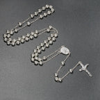 Catholic Rosary Pendant Necklaces For Women 6MM Beads Chain Crucifix Cross Long Necklace Men Religious Praye Jewelry