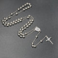 6MM Metal Beads Rosary Necklaces For Women Men Long Chain Crucifix Cross Pendant Necklace Religious Praye Jewelry