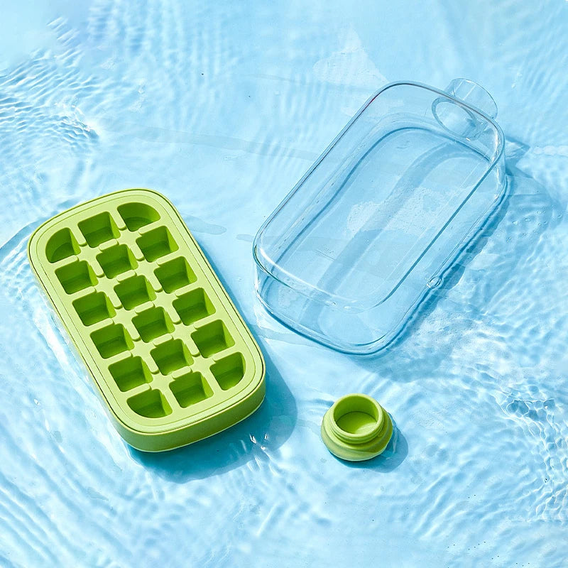 500ml 2in1 Ice Cube Tray with Water Bottle Press Type Portable Ice Maker High Capacity Ice Mold for Home Kitchen Summer
