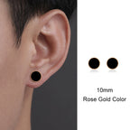 Trendy HipHop Titanium Steel Round Men's Stud Earrings Hippie Stainless Steel Black Drip Earings for Men Couple