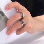 My Shape Vintage Fire Flame Totem Vine Cross Rings for Men Black Paint Punk Stainless Steel Finger Rings Male Jewelry