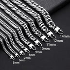 Waterproof Stainless Steel Square Lock Cuban Link Chain Necklace For Men Punk Thick Heavy Chain Jewelry 8/10/12/14MM