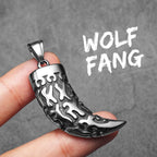 Viking Wolf Tooth Trophy Pendant Necklace — Stainless Steel