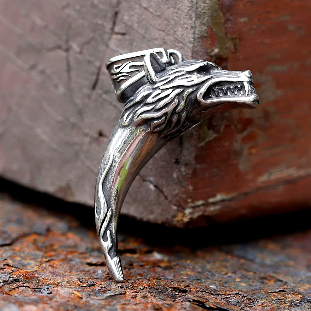 NEW Men's 316L stainless steel Viking Wolf Head Tooth Teeth Necklace Pendant For Men Women Animal Jewelry Dropshipping