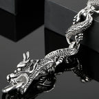 Massive Chinese Dragon Head Cuff Men's Bracelets Vintage Stainless Steel Loong Body Chain Bracelet for Man Gothic