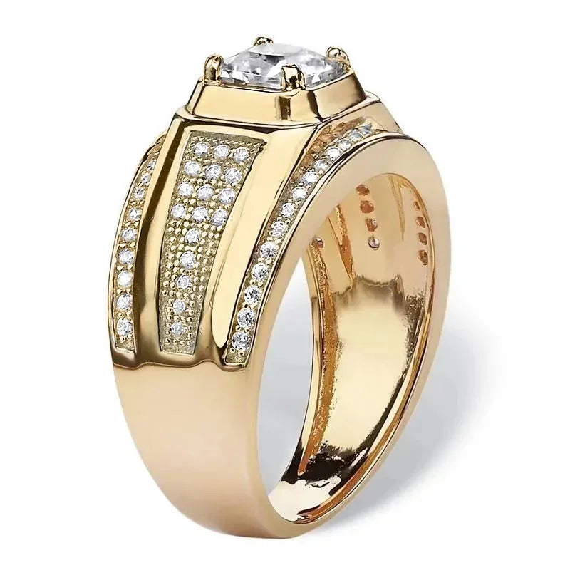 Iced Out Zirconia Cocktail Statement Ring — Gold