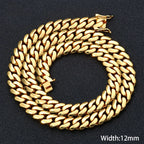 Gold Cuban Chain Necklace 12MM 18K Brass