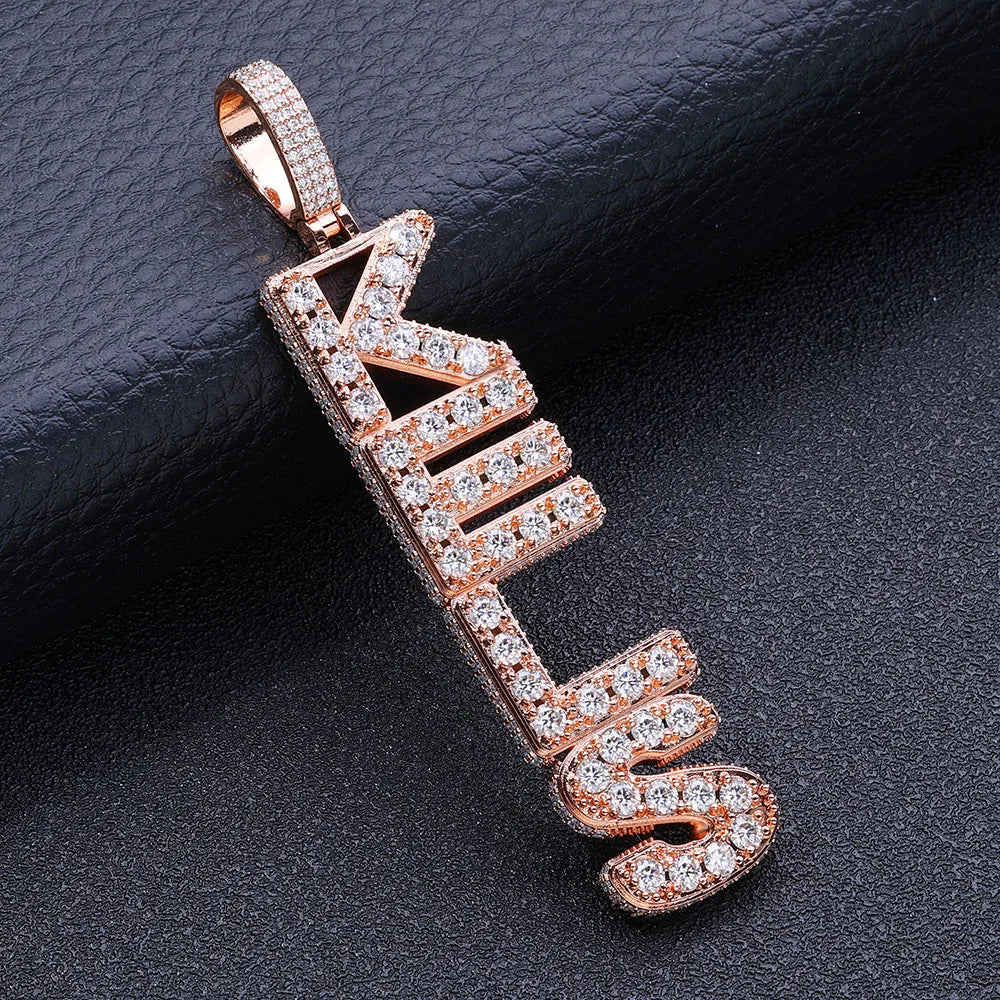 Iced Out Moissanite Letter Pendant Necklace VVS