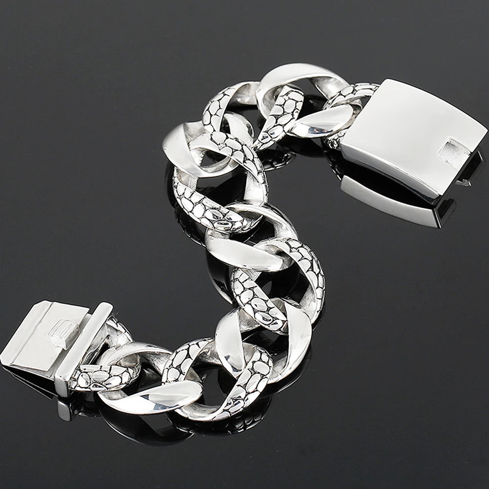Punk 23MM Width Snake Pattern Cuban Chain Bracelet Man Polished Stainless Steel Men's Bracelets Jewelry Gifts
