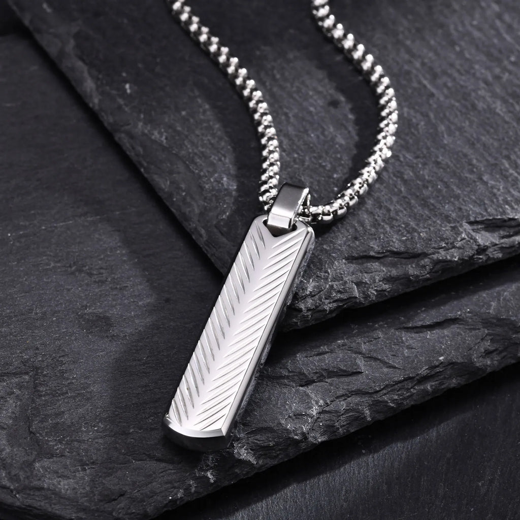 Vnox Mens Silver Color Bar Necklaces, Geometric Stainless Steel Pendant with Box Chain, Minimalst Metal Jewelry Gift