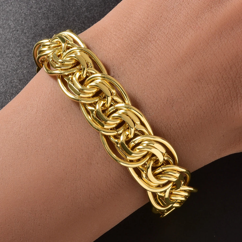 Heavy Byzantine Chain Bracelet — Gold-Tone, Punk Rock Statement