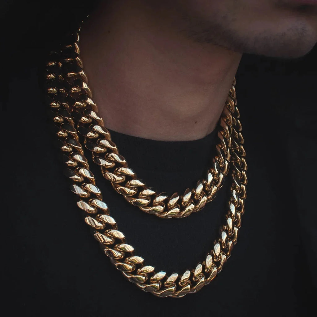 6/8/10/12/14/16MM Hip Hop Cuban Link Necklace For Men Stainless Steel Miami Fashion Jewelry Thick And Thin Rainbow