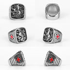 316L Stainless Steel Royal Lion Men Rings Vintage Religious Cross Talisman Good Lucky for Men Boy Fashion Jewelry Gift