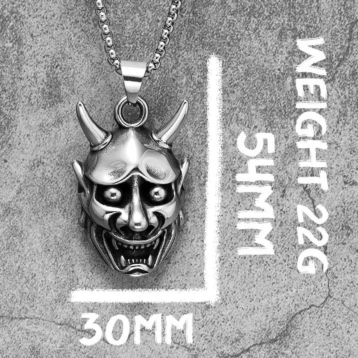 Japanese Yokai Prajna Punk Stainless Steel Men Women Necklaces Pendants Chain Jewelry Creativity Gift Dropshipping Wholesale