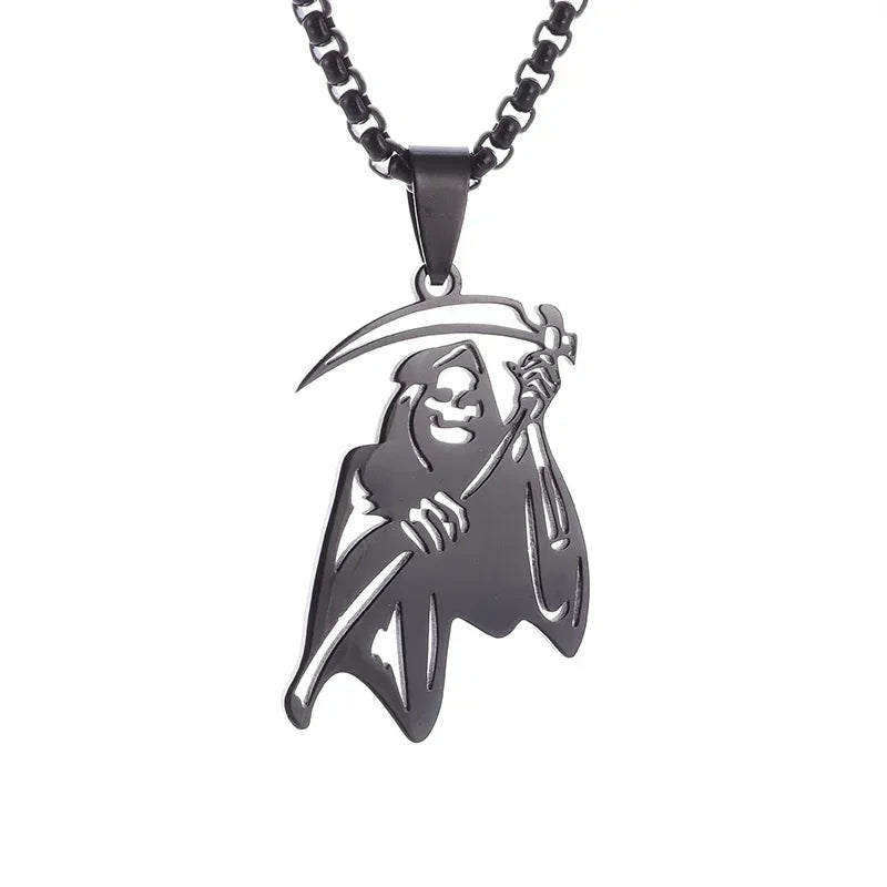 Retro Gothic Golden Cross Skull Pendant Necklace for Men Fashion Party Rock Motorcycle Riding Punk Jewelry Gift