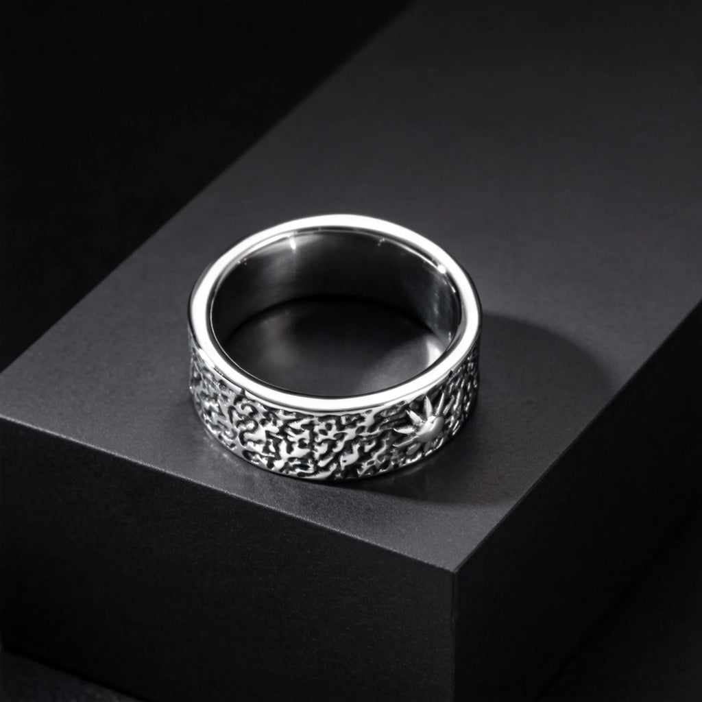 Fashion Retro Moon Sun Ring for Men, 8mm Chunky Stainless Steel Ring, Punk Personality Finger Jewelry Size 7 8 9 10 11