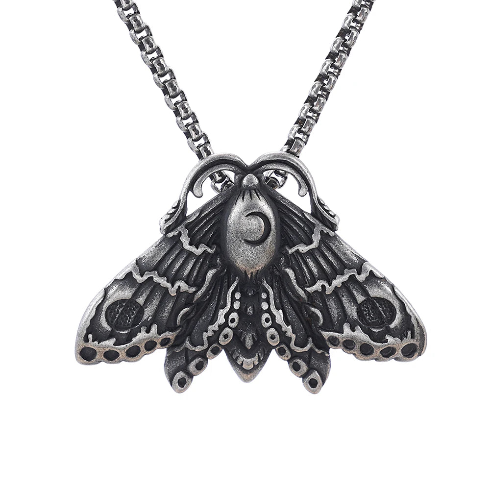 Skull Butterfly Moth Pendant — Stainless