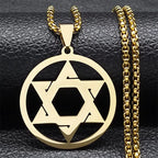 Magen David Star Long Necklace — Steel