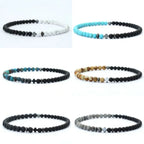 Bicolor Natural Stone 4mm Beaded Bracelet for Men — Elastic