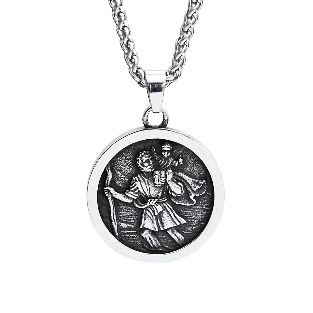 Men Stainless Steel Catholic Patron Saint Pendant Michael St. Michael The Archangel Pendant Necklace Jewelry Gifts Dropshipping