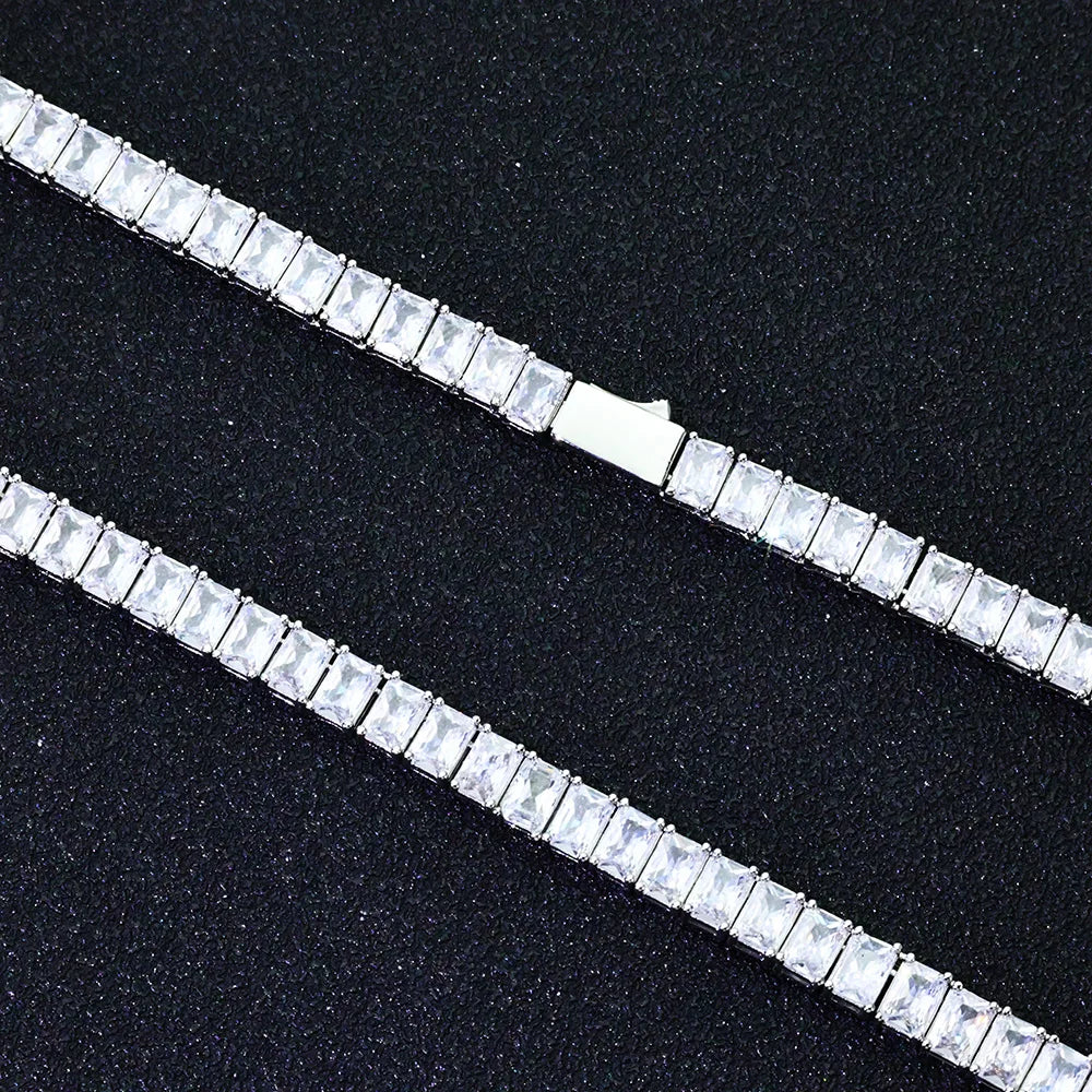 NUOYA Hip Hop Tennis Bracelet Iced Out AAAAA CZ Diamond Star Chain Bling White Gold Plated Jewelry luxury Gift Women Men