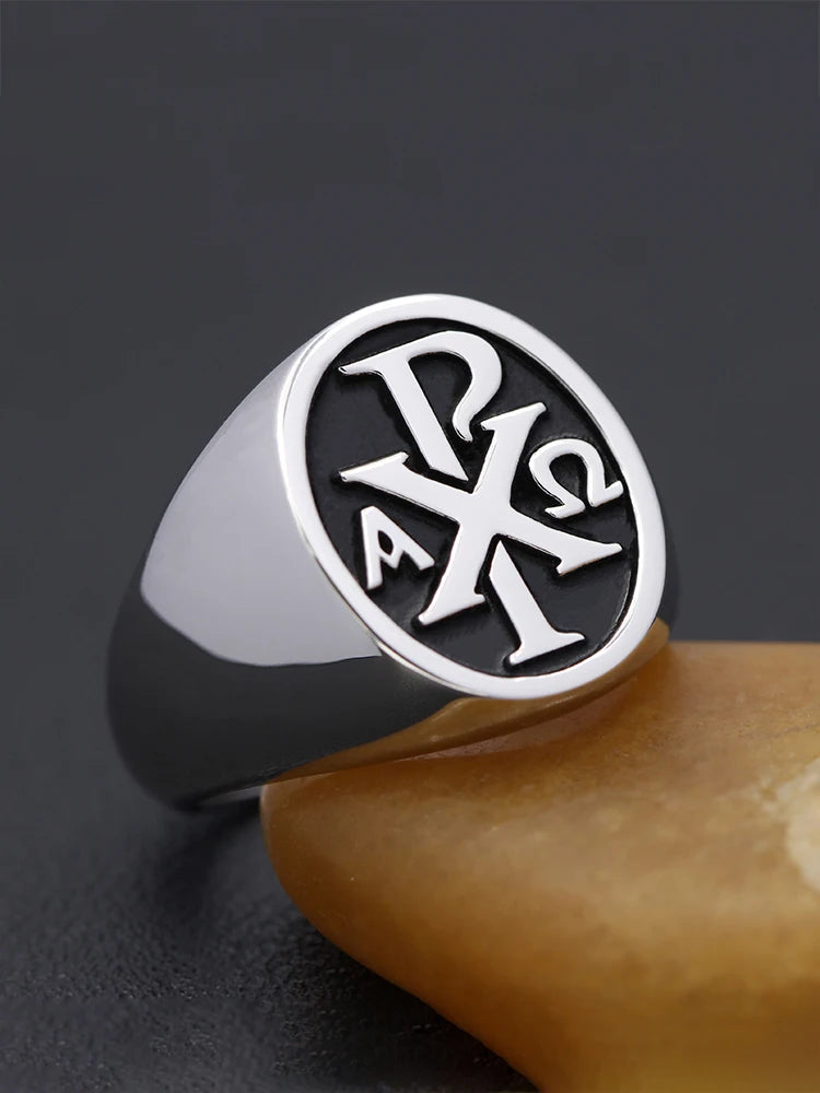 Chi Rho Cross Ring — 925 Silver