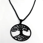 Tree of Life Black Chain Necklace — Stainless Steel