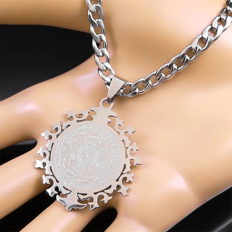 Archangel Amulet Pendant Necklace — Stainless Steel