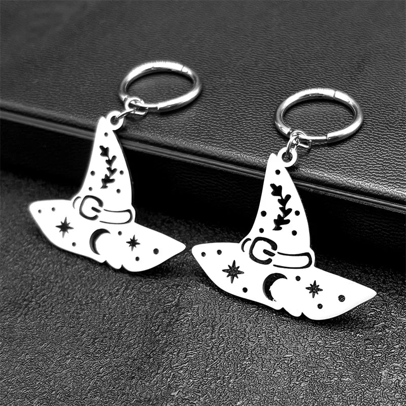 Star Silver Earrings Witch Hat Moon Snowflake