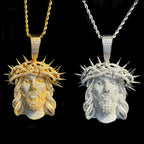 Aokaishen Iced Out Ratten Jesus Necklace Pendant for Men Prong Setting Cubic Zirocnia Hip Hop Jewelry