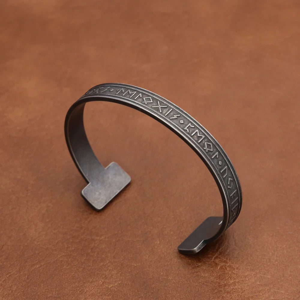 Viking Rune Open Bracelet — Stainless Steel