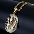 Mysterious Vintage Egyptian Pharaoh Pendant Necklace Men's Ladies Hip-Hop Zircon Pendant Jewelry Gift