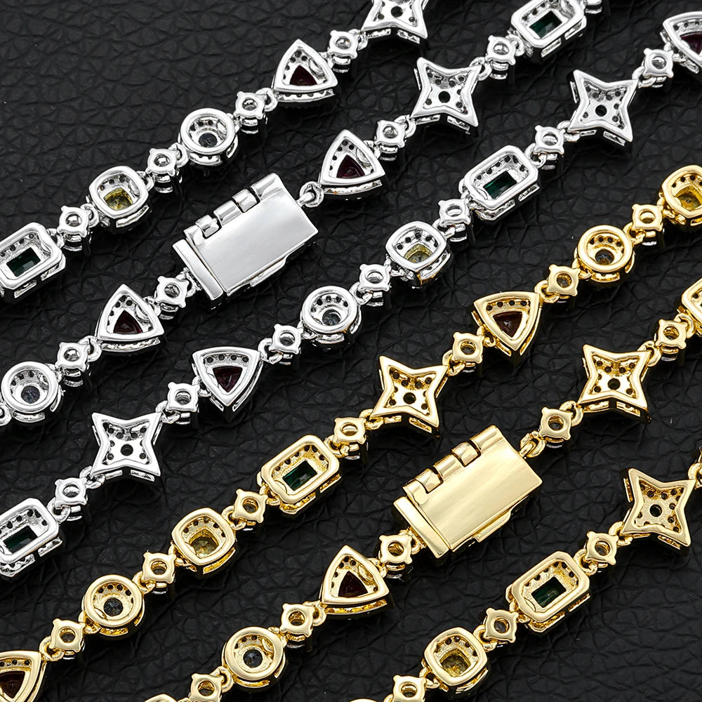 Tennis Bracelet Stainless Steel Multicolor CZ